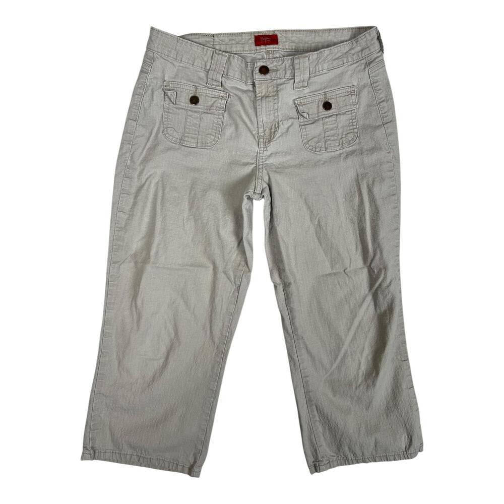 Vintage Mossimo Capri Pants Juniors 13 Beige Straight Leg Stretch Cargo Y2K